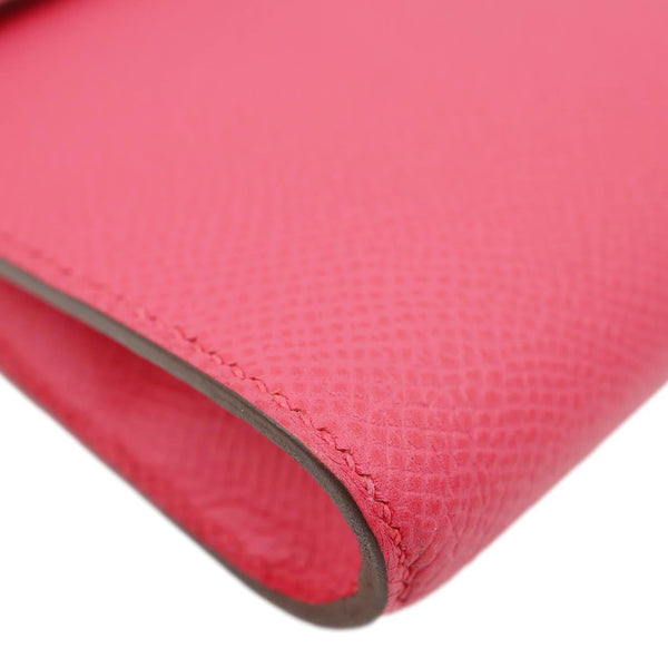 HERMES Clic 16 Epsom Leather Wallet on Strap Crossbody Bag Pink