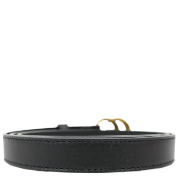 GUCCI Slim Double G buckle Smooth Leather Belt Size 95/38 Black 409417