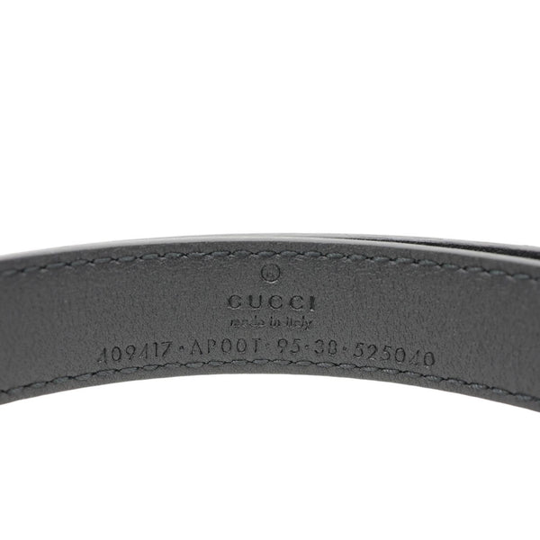 GUCCI Slim Double G buckle Smooth Leather Belt Size 95/38 Black 409417