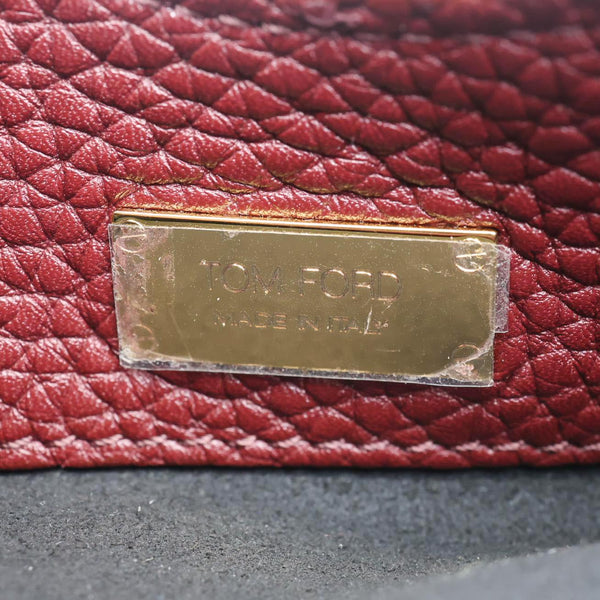 TOM FORD Alix Padlock Zip Fold-over Leather Tote Bag Burgundy