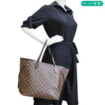 LOUIS VUITTON Neverfull MM Damier Ebene Tote Bag Brown