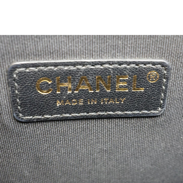 CHANEL Boy Old Medium Braided Chevron Cording Leather Crossbody Bag Navy Blue