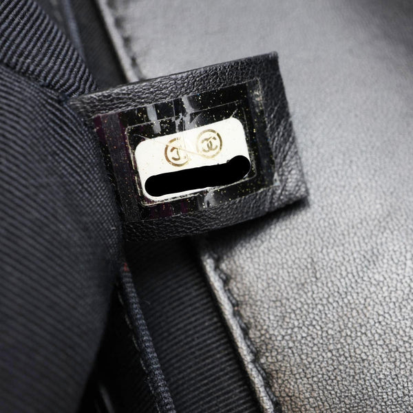 CHANEL Boy Old Medium Braided Chevron Cording Leather Crossbody Bag Navy Blue