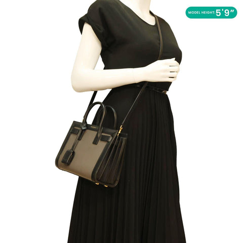 YVES SAINT LAURENT Sac de Jour Nano Leather Satchel Bag Bicolor