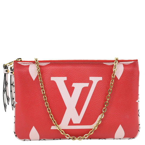 LOUIS VUITTON Double Zip Pochette Giant Monogram Jungle Crossbody Bag Red