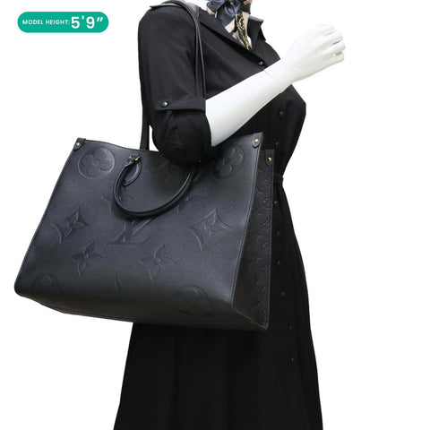 LOUIS VUITTON Onthego GM Giant Monogram Empreinte Shoulder Bag Black