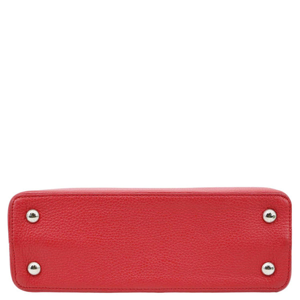 LOUIS VUITTON Capucines MM Taurillon Leather Satchel Bag Red