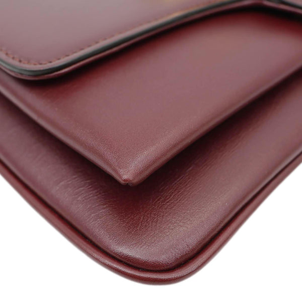 GUCCI Arli Flap Small Vitello Palmellato Lux Leather Crossbody Bag Burgundy 550129