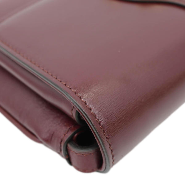 GUCCI Arli Flap Small Vitello Palmellato Lux Leather Crossbody Bag Burgundy 550129