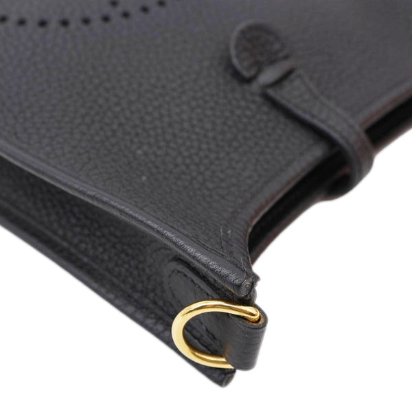 HERMES Evelyne TPM 16 Amazone Clemence Leather Crossbody Bag Black