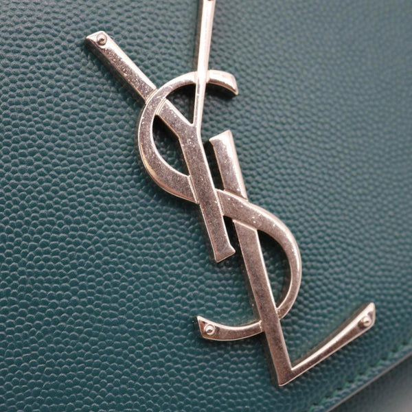 YVES SAINT LAURENT Kate Leather Wallet On Chain Crossbody Bag Emerald