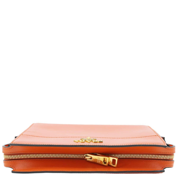 PRADA Esplanade Saffiano Vernice Leather Crossbody Bag Orange