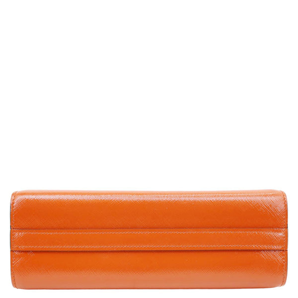 PRADA Esplanade Saffiano Vernice Leather Crossbody Bag Orange