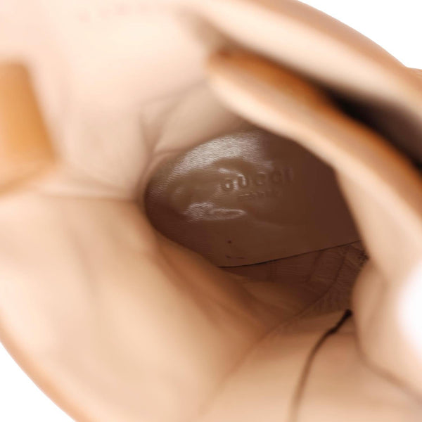 GUCCI Lace Up 60mm GG Matelasse Lux Nappa Leather Combat Boots Dark Brown 718386