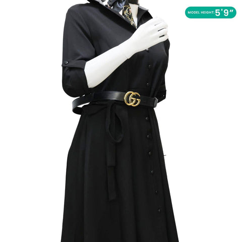 GUCCI GG Buckle Marmont Thin Leather Belt Size 90.36 Black 414516