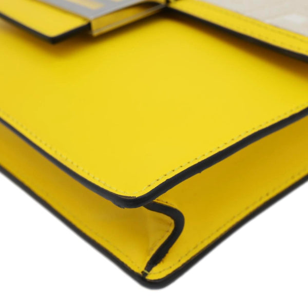 FENDI Flat Baguette Medium Leather Shoulder Bag Yellow