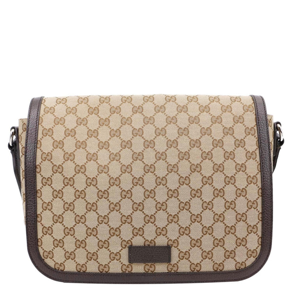 GUCCI GG Flap Large Monogram Canvas Messenger Bag Beige 449171