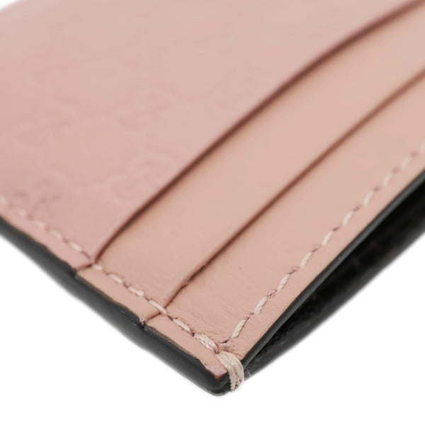 GUCCI Microguccissima Calfskin Leather Card Holder Pink 262837