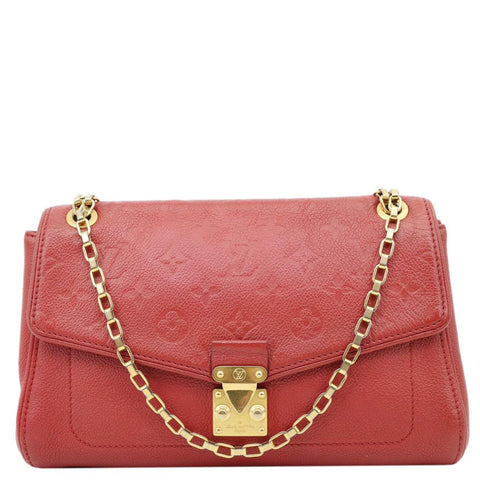 LOUIS VUITTON Saint Germain PM Monogram Empreinte Leather Shoulder Bag Red