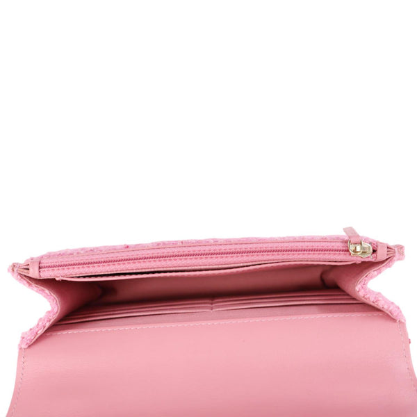 CHANEL 19 Flap Wool Tweed Wallet On Chain Shoulder Bag Pink