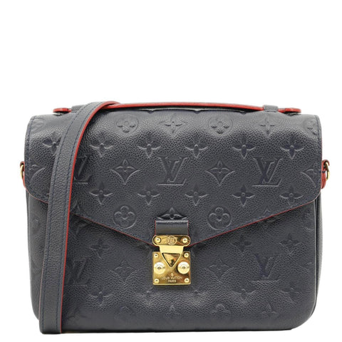 LOUIS VUITTON Metis Pochette Empreinte Leather Crossbody Bag Navy Blue