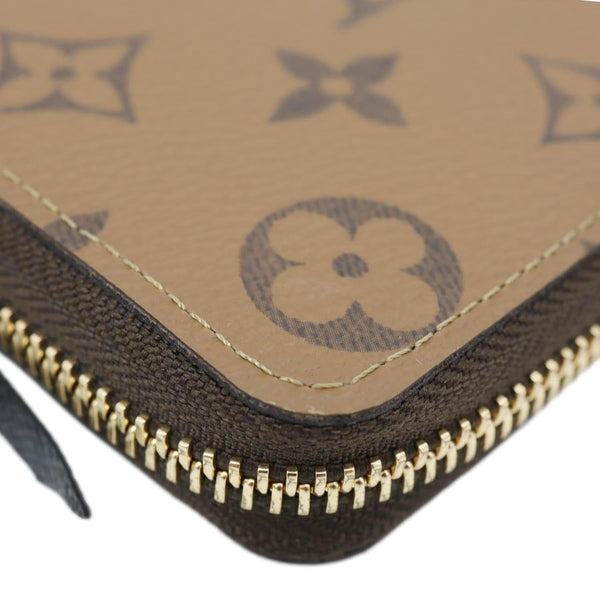 LOUIS VUITTON Clemence Reverse Monogram Canvas Zippy Wallet Brown