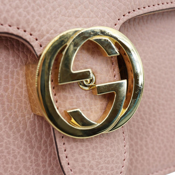 GUCCI Interlocking GG Dollar Calfskin Leather Crossbody Bag Pink 510304