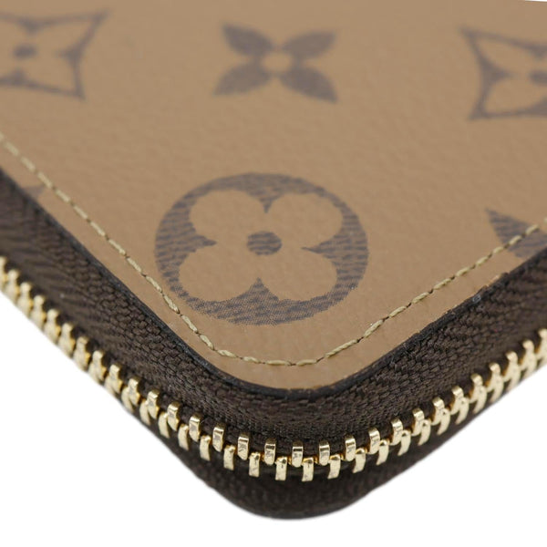 LOUIS VUITTON Clemence Reverse Monogram Canvas Zippy Wallet Brown