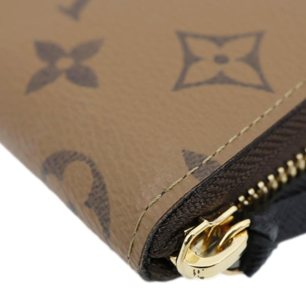 LOUIS VUITTON Clemence Reverse Monogram Canvas Zippy Wallet Brown
