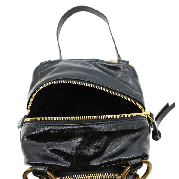 PRADA Dangle Mini Calfskin Leather Top Handle Bag Black