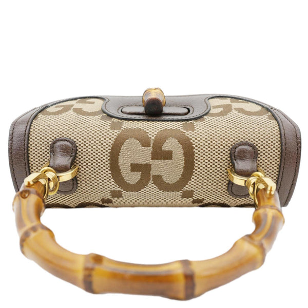 GUCCI Bamboo Small Jumbo Canvas Convertible Top Handle Bag Beige 675797