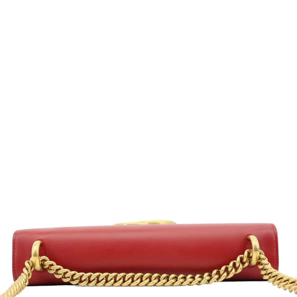 GUCCI GG Marmont Knight Medium Calfskin Leather Chain Shoulder Bag Red 431777