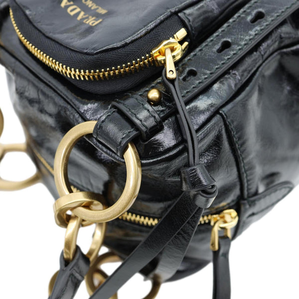 PRADA Dangle Mini Calfskin Leather Top Handle Bag Black