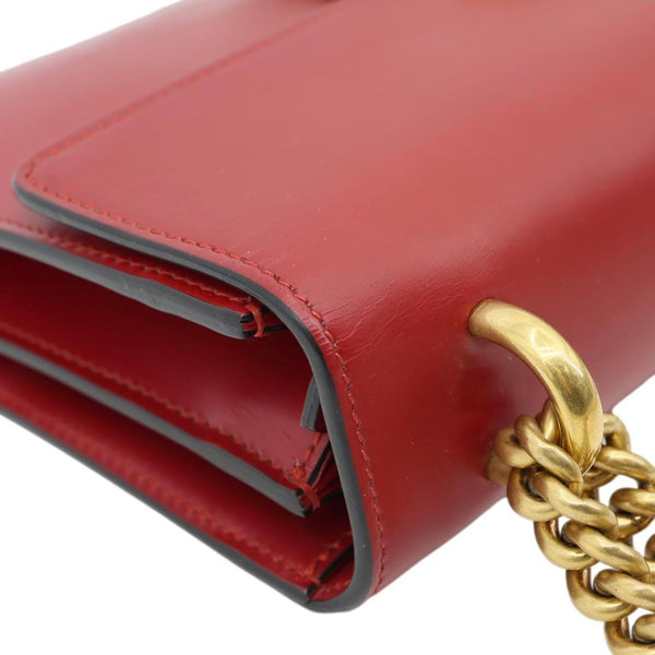 GUCCI GG Marmont Knight Medium Calfskin Leather Chain Shoulder Bag Red 431777