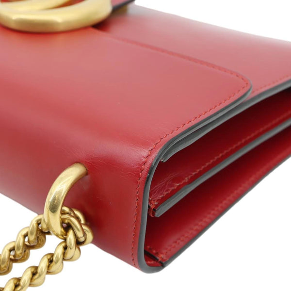 GUCCI GG Marmont Knight Medium Calfskin Leather Chain Shoulder Bag Red 431777