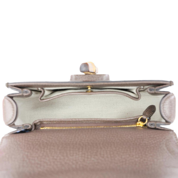 GUCCI Bamboo Small Jumbo Canvas Convertible Top Handle Bag Beige 675797