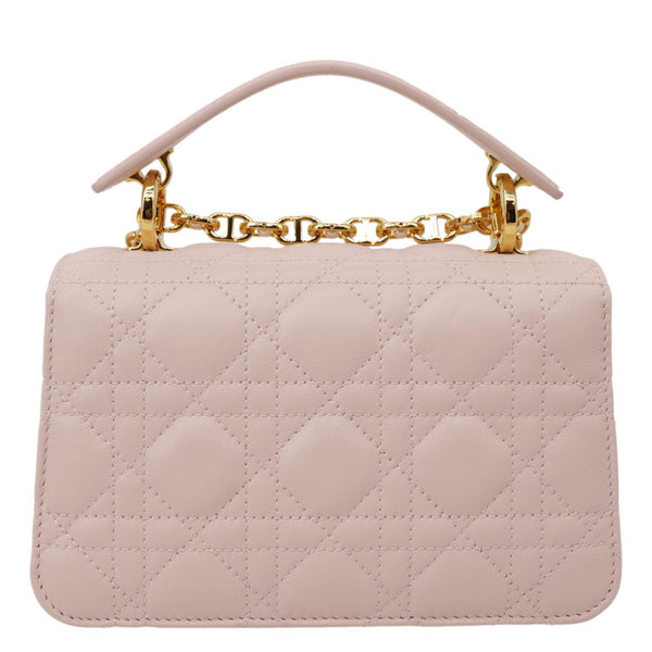 CHRISTIAN DIOR Jolie Cannage Calfskin Leather Top Handle Shoulder Bag Powder Pink
