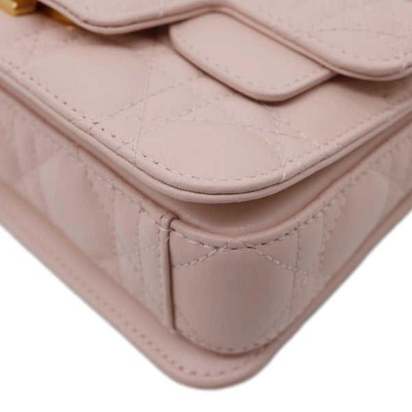 CHRISTIAN DIOR Jolie Cannage Calfskin Leather Top Handle Shoulder Bag Powder Pink