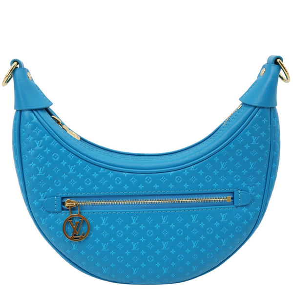 LOUIS VUITTON Loop Nanogram Embossed Leather Shoulder Bag Turquoise Blue