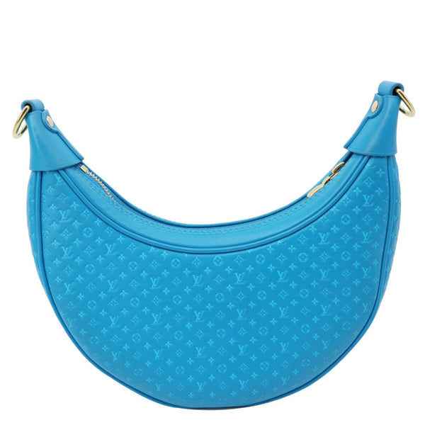 LOUIS VUITTON Loop Nanogram Embossed Leather Shoulder Bag Turquoise Blue
