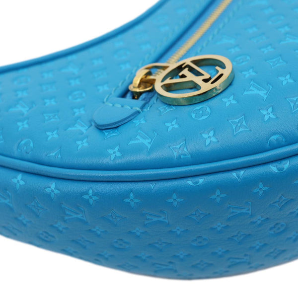 LOUIS VUITTON Loop Nanogram Embossed Leather Shoulder Bag Turquoise Blue