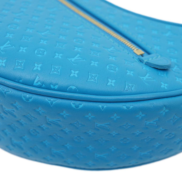 LOUIS VUITTON Loop Nanogram Embossed Leather Shoulder Bag Turquoise Blue