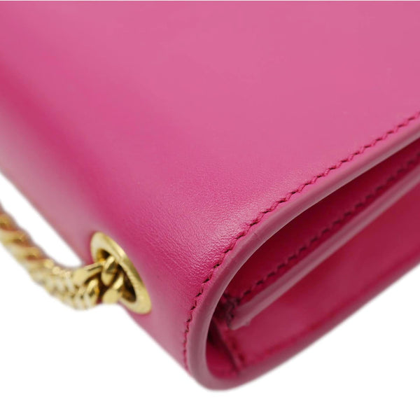 YVES SAINT LAURENT Kate Tassel Small Pebbled Leather Chain Crossbody Bag Pink