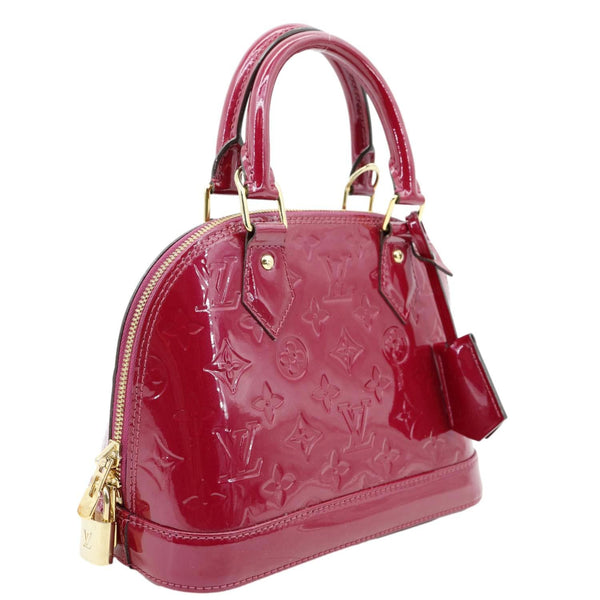 LOUIS VUITTON Alma BB Monogram Vernis Satchel Bag Red