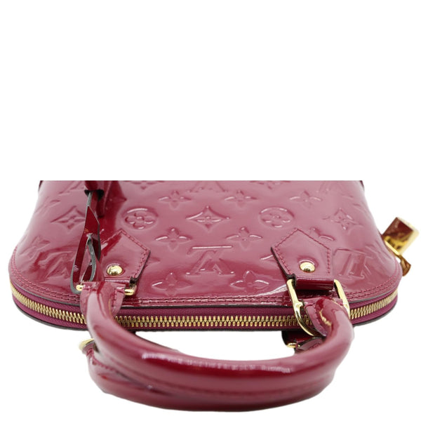 LOUIS VUITTON Alma BB Monogram Vernis Satchel Bag Red