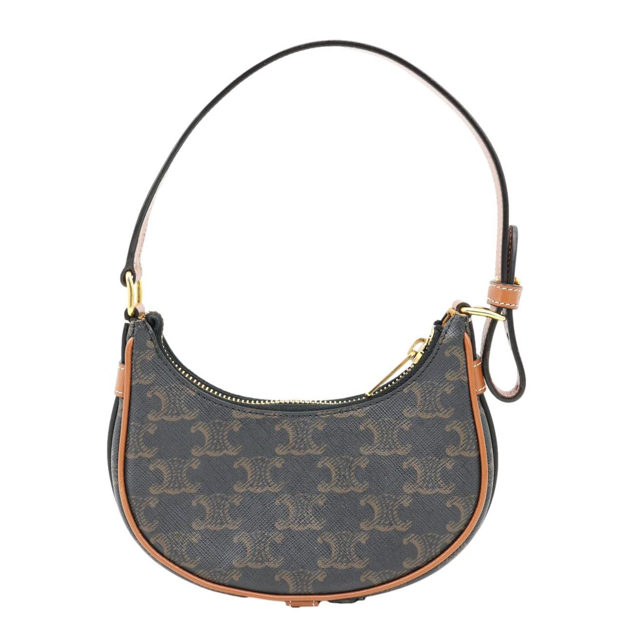 CELINE Ava Triomphe Canvas Calfskin Shoulder Bag Tan