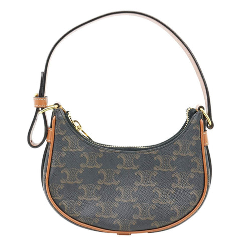 CELINE Ava Triomphe Canvas Calfskin Shoulder Bag Tan