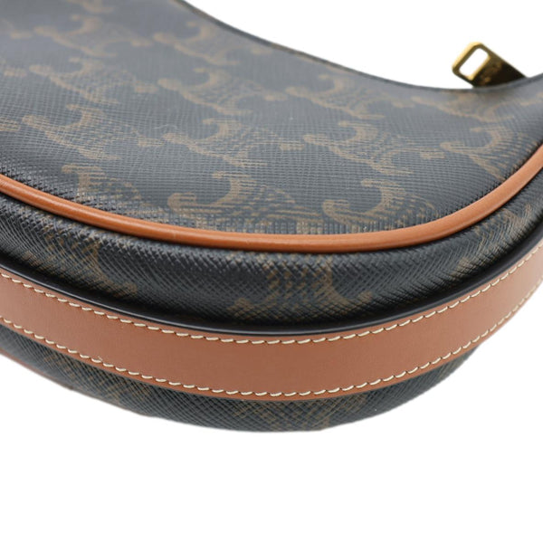 CELINE Ava Triomphe Canvas Calfskin Shoulder Bag Tan