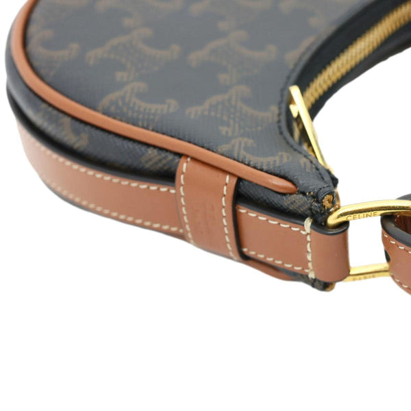 CELINE Ava Triomphe Canvas Calfskin Shoulder Bag Tan