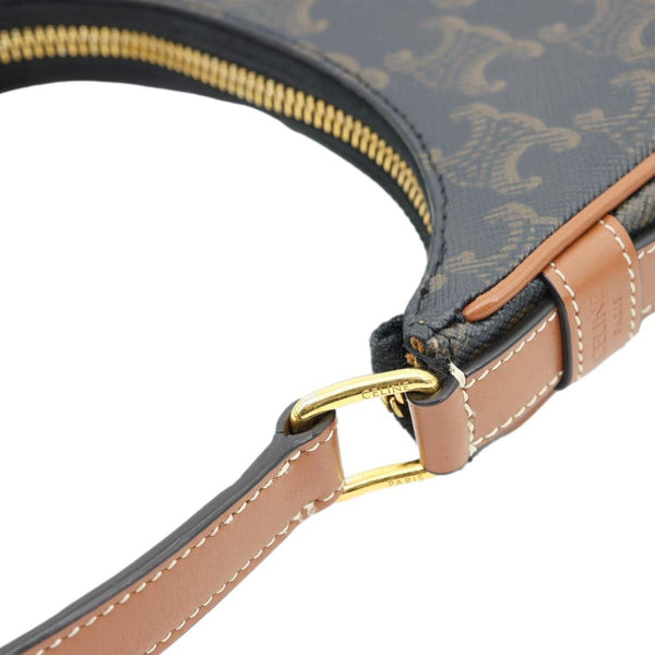 CELINE Ava Triomphe Canvas Calfskin Shoulder Bag Tan